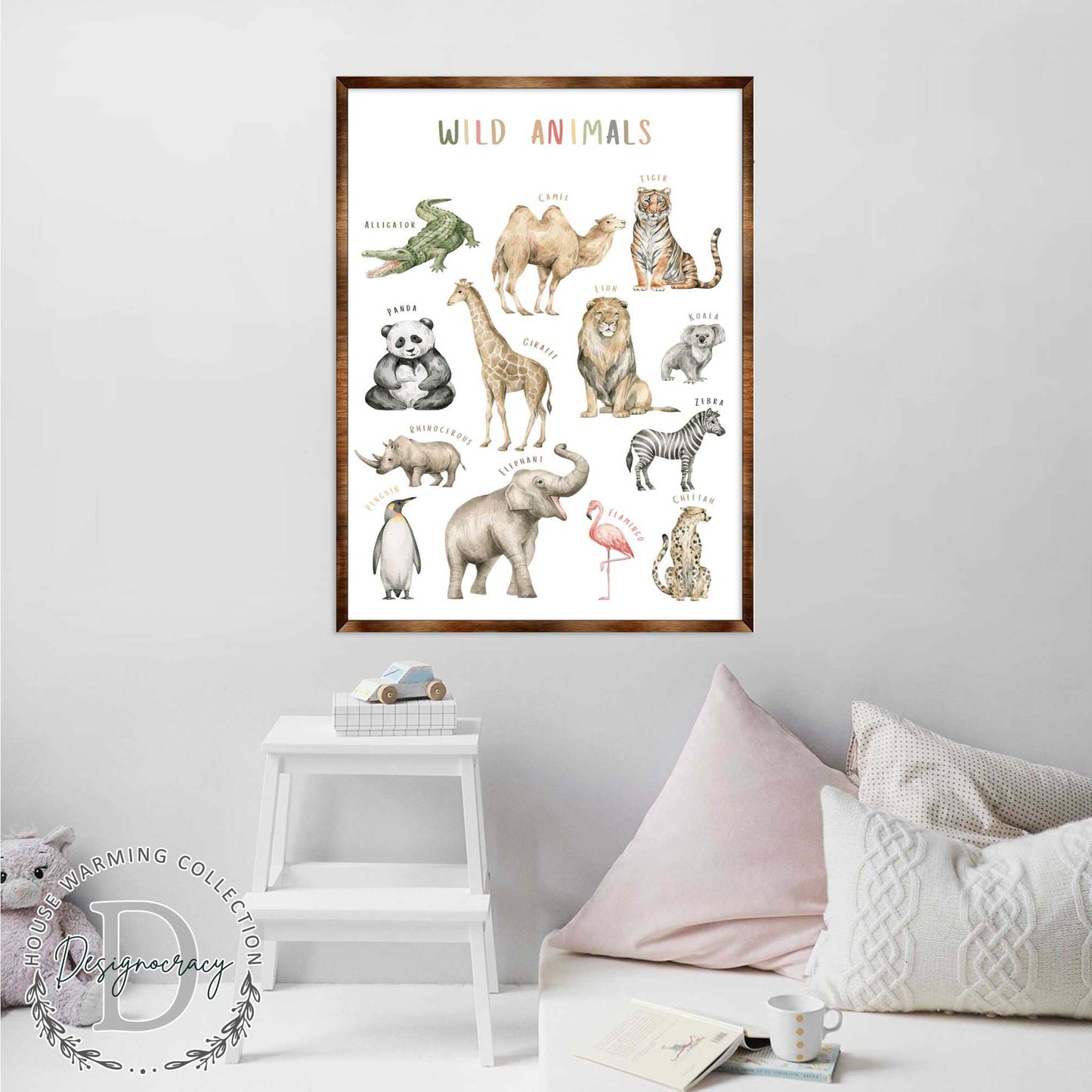 Wild Animals Kids Room Decor - Montessori Wooden Poster - Homeschool I Educational Poster - Classroom Decor - Playroom Art - 310219-4