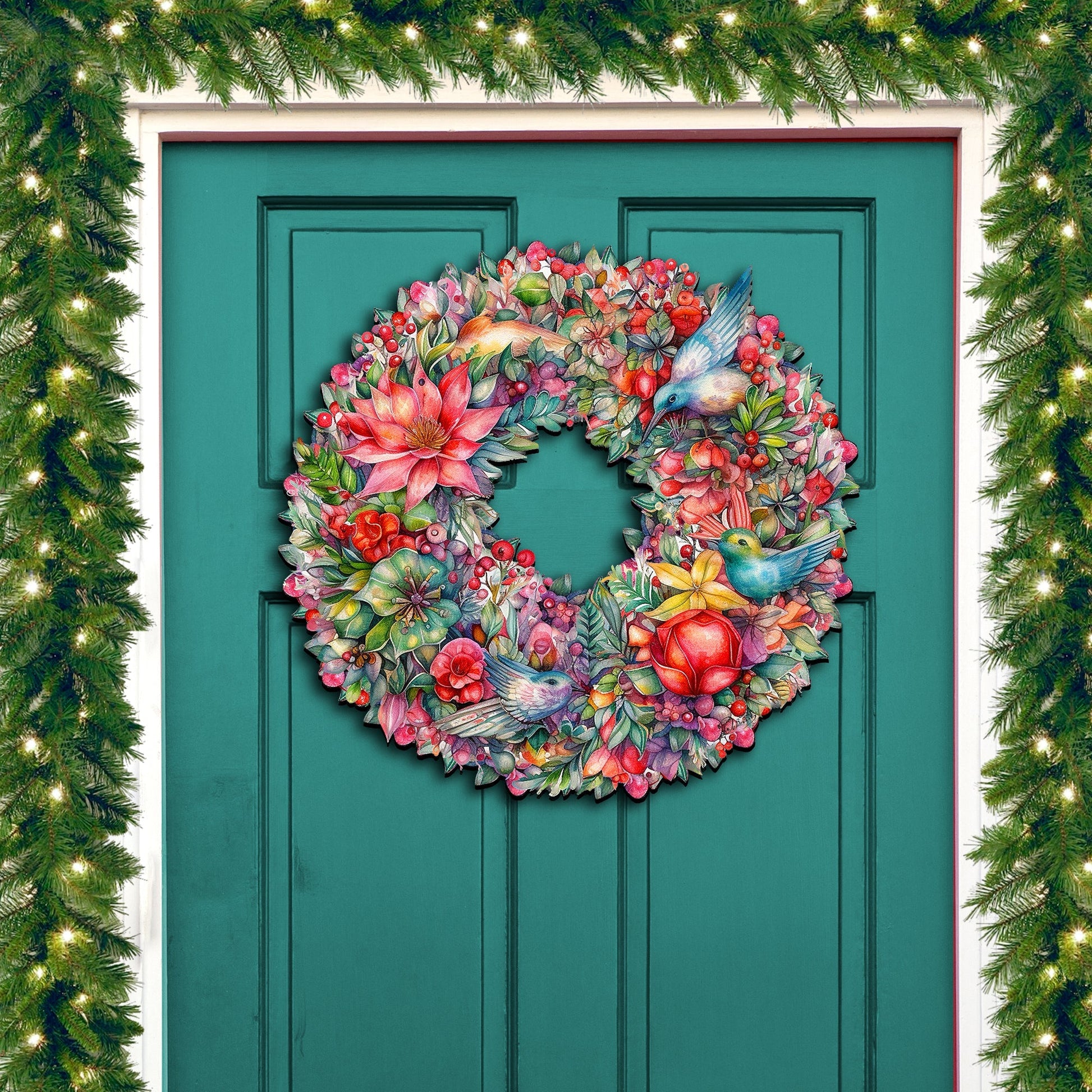 Summer Blooms Wreath Holiday Door Decor by G. Debrekht - Spring Easter Decor - 8611072H-1