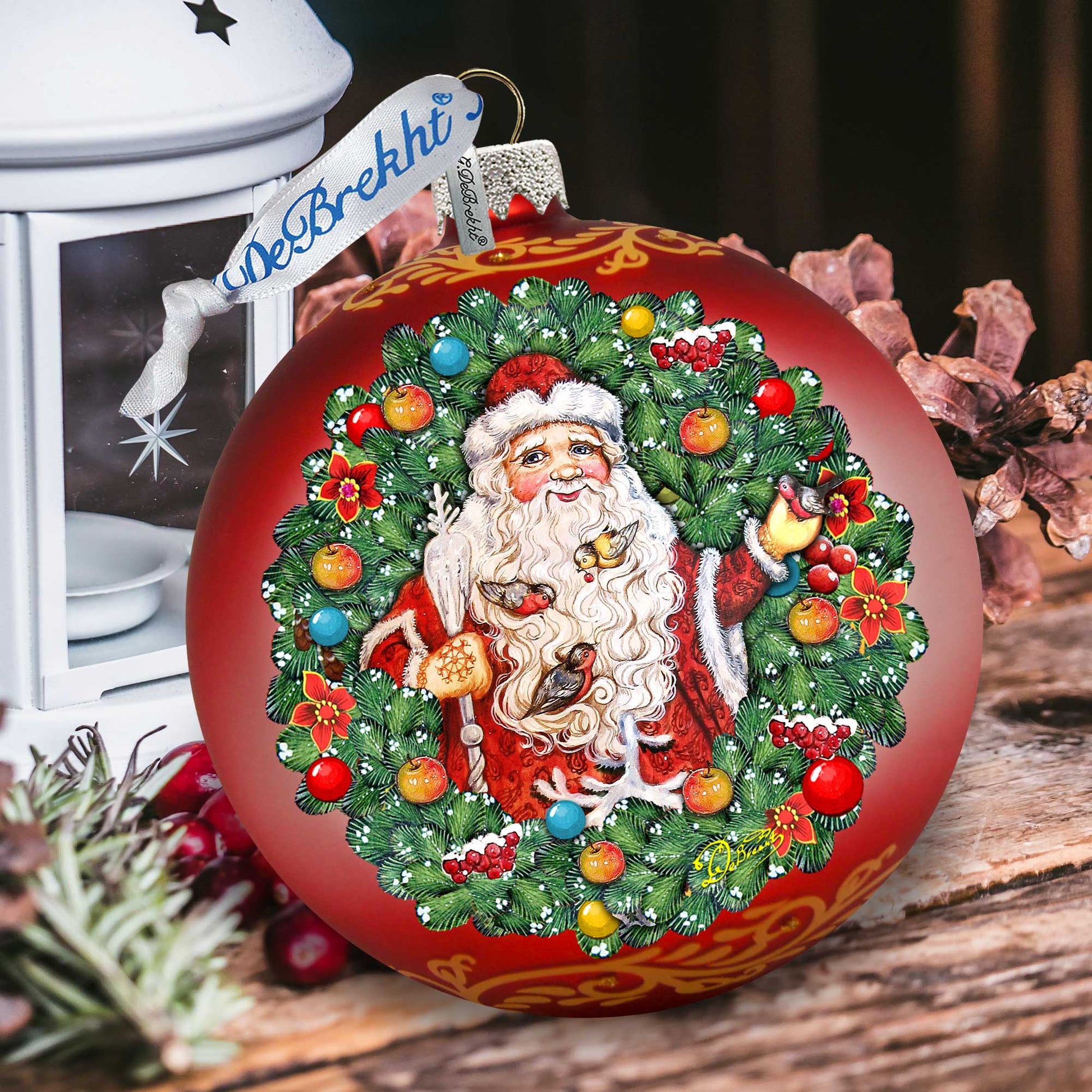 Santa the Bird Whisperer Glass Ornament Limited Edition by G. DeBrekht - Christmas Decor - 73914-3