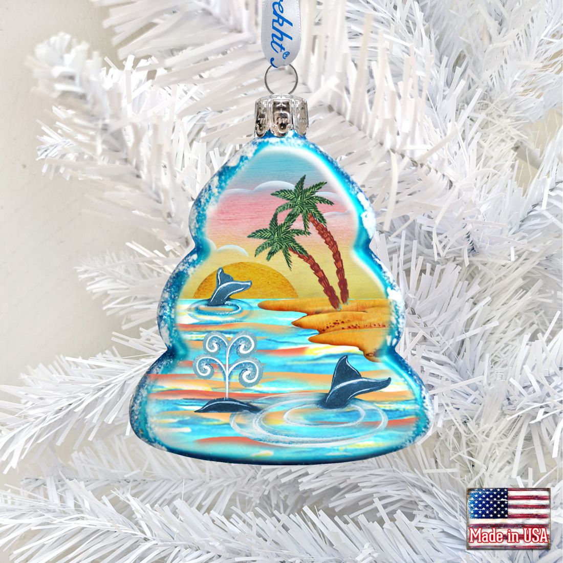 Whale at The Palms Mercury Glass Ornament by G. DeBrekht - Coastal Holiday Décor - 776276-2-1