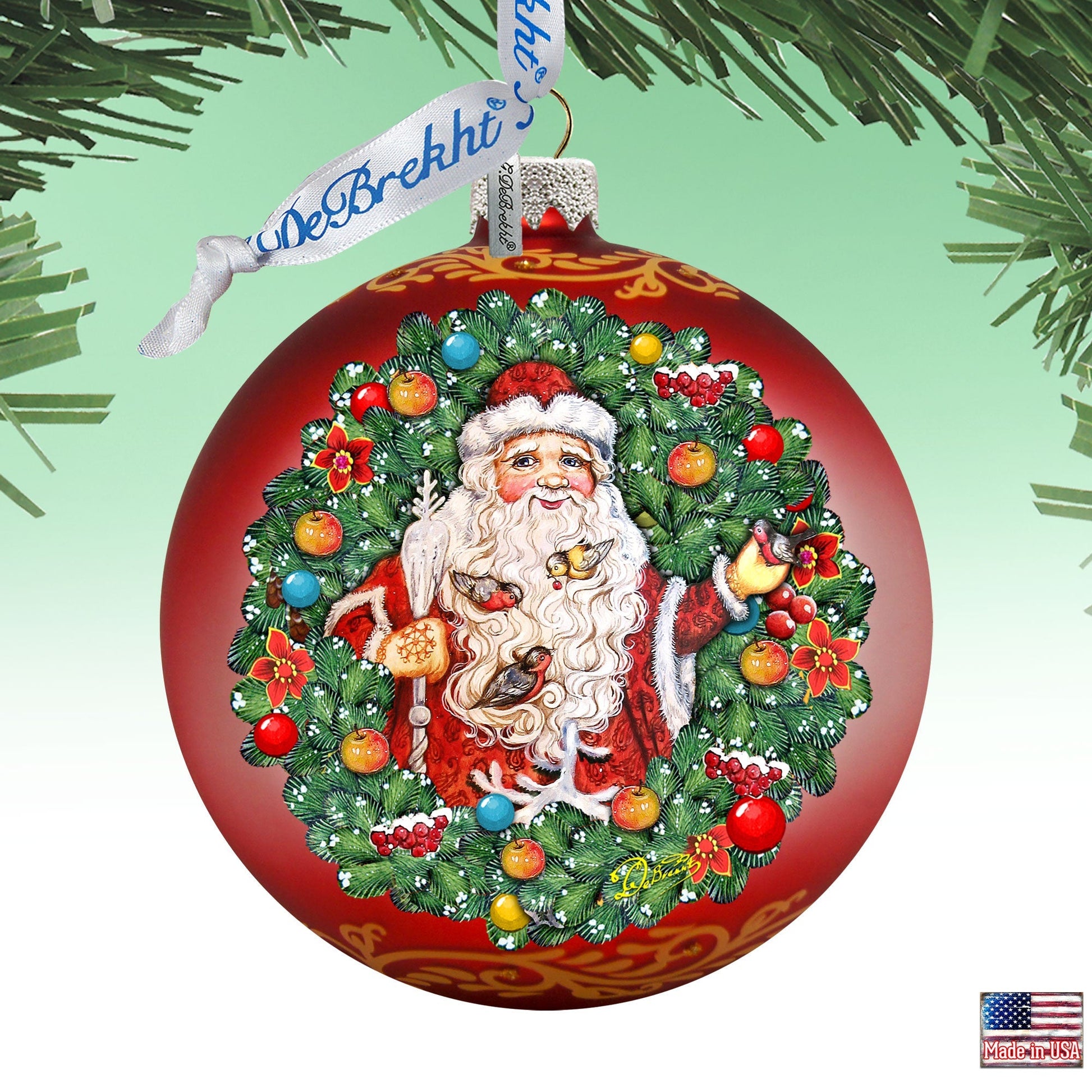 Santa the Bird Whisperer Glass Ornament Limited Edition by G. DeBrekht - Christmas Decor - 73914-4