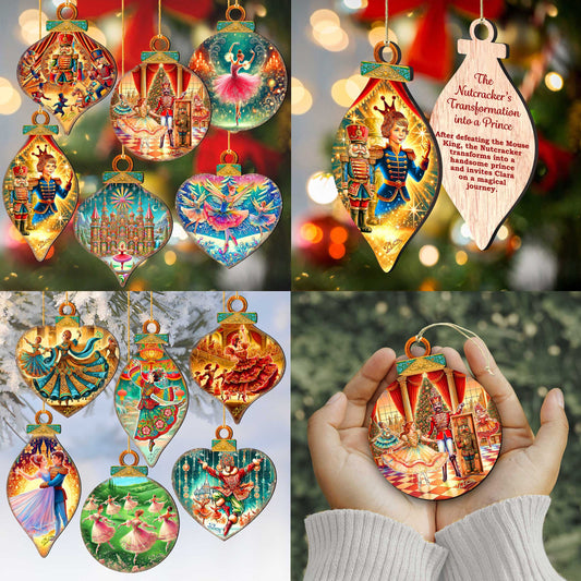 The Enchanted Nutcracker Suite Wooden Ornaments Set of 12 by G. DeBrekht - Christmas Décor - 8610103-S12-0