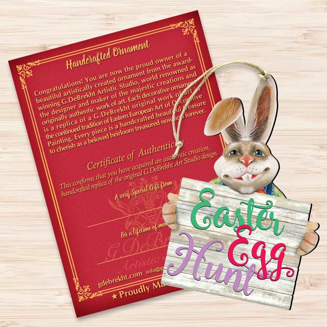 East Egg Hunt Bunny Wooden Ornaments Spring by G. DeBrekht - Easter Spring Decor - 8154423-2-2