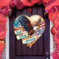 God Bless America Patriotic Eagle Heart Decorative Holiday Door Decor by G. DeBrekht - American Christmas Decor - 8652789H-2