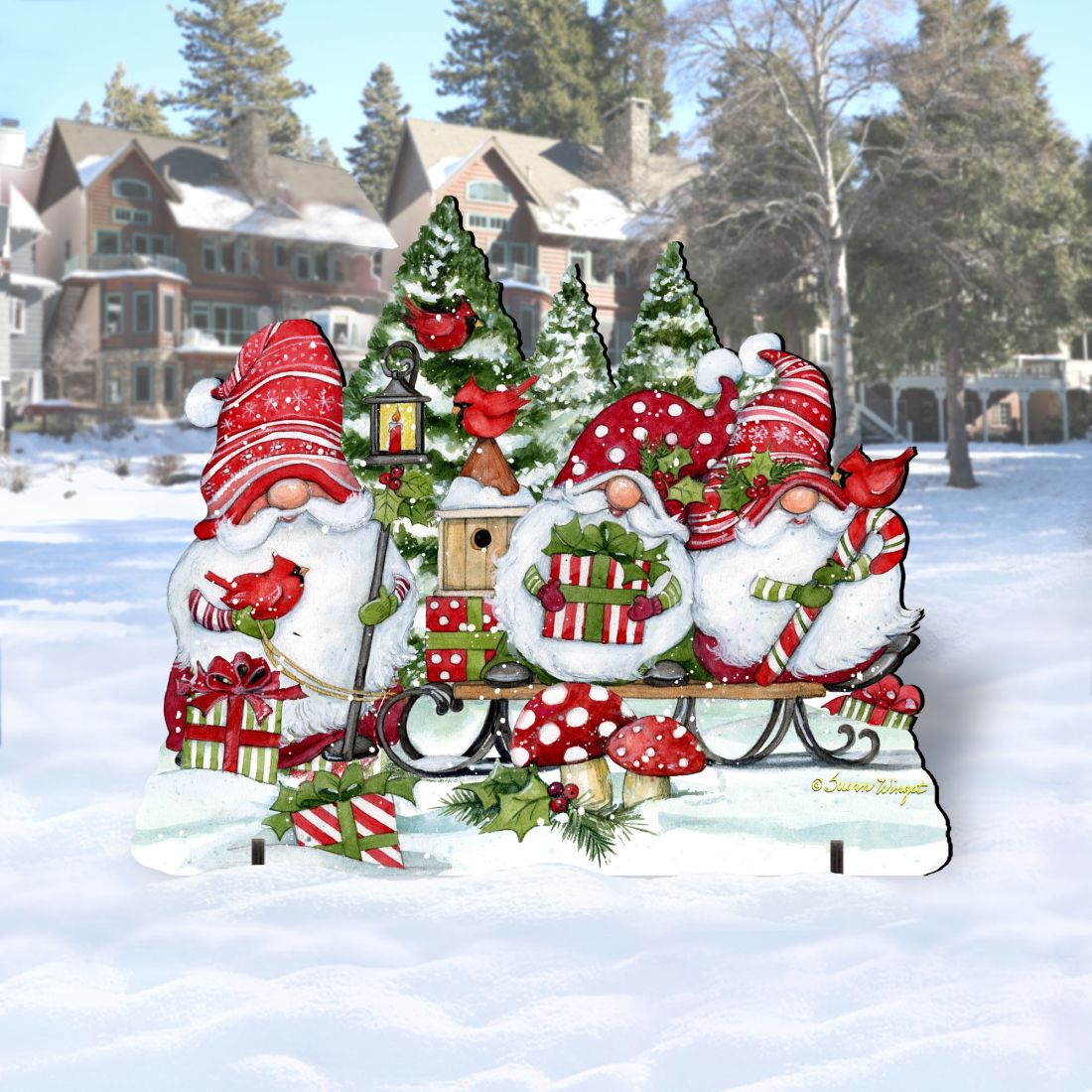 Christmas Gnome Holiday Door Decoration by Susan Winget - Christmas Decor - 8471109H-SW-1