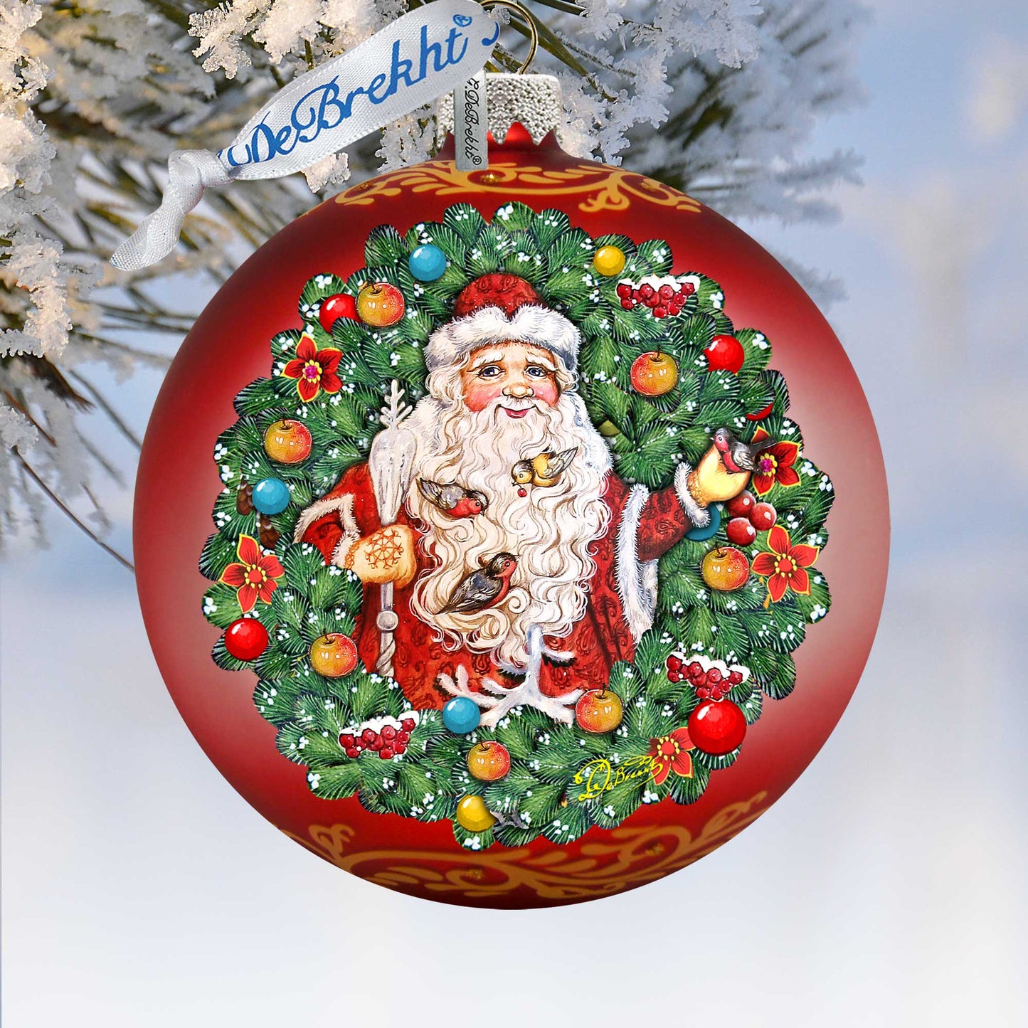 Santa the Bird Whisperer Glass Ornament Limited Edition by G. DeBrekht - Christmas Decor - 73914-0