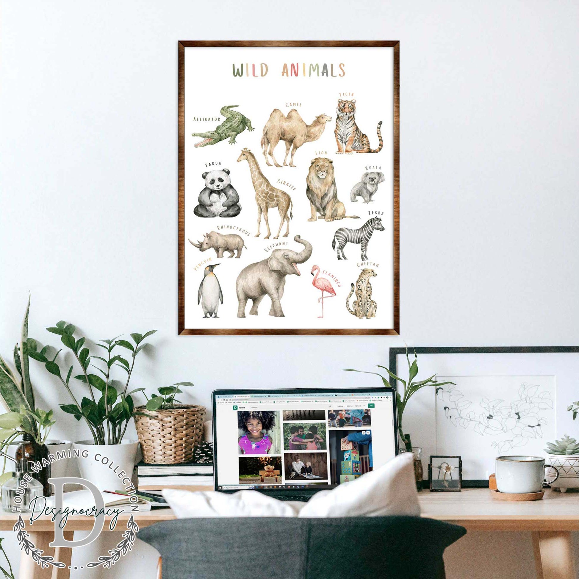Wild Animals Kids Room Decor - Montessori Wooden Poster - Homeschool I Educational Poster - Classroom Decor - Playroom Art - 310219-2